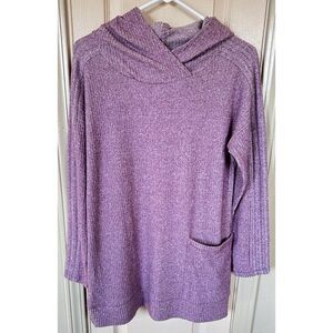 Soft Surrounding Womens XS Purple Long Sleeve Ribbed Hooded Sweater